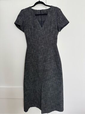 Massimo Dutti Gray Tweed Midi Dress